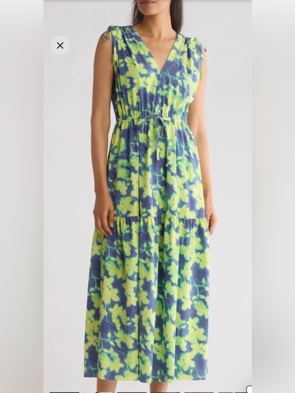 Calvin Klein Neon Green & Blue Floral Dress